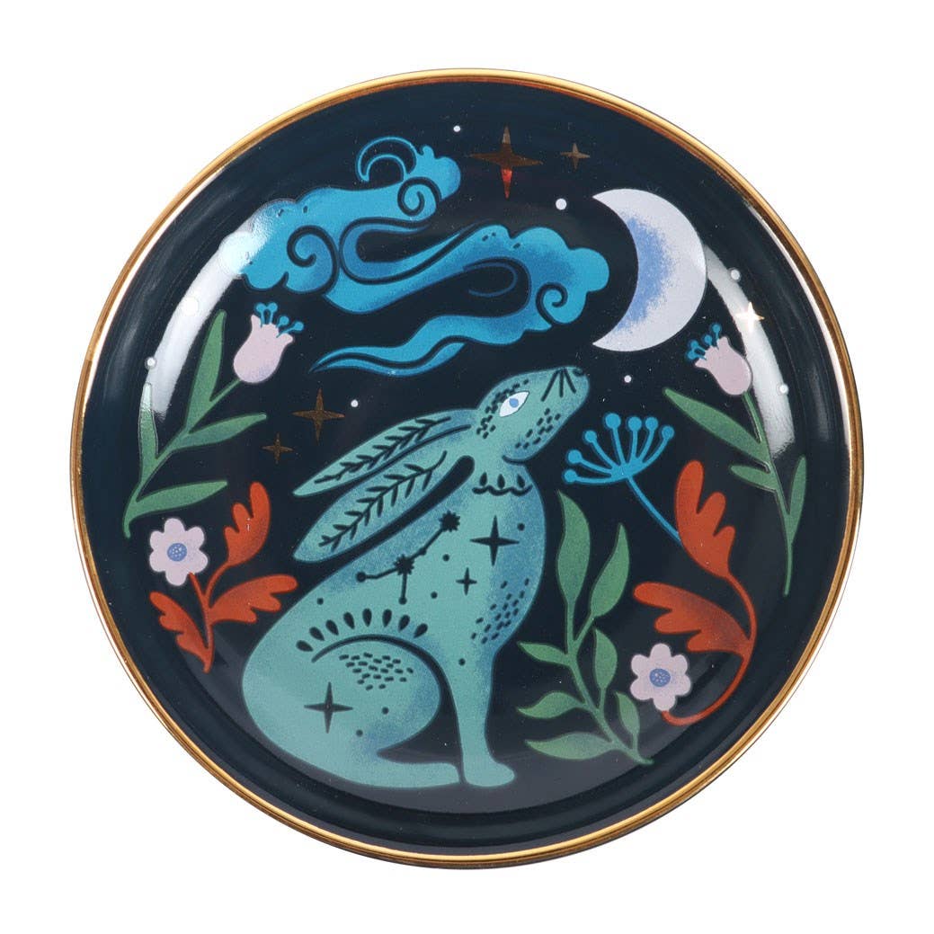 Mystical Midnight Hare Ceramic Dish