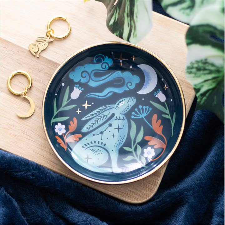 Mystical Midnight Hare Ceramic Dish