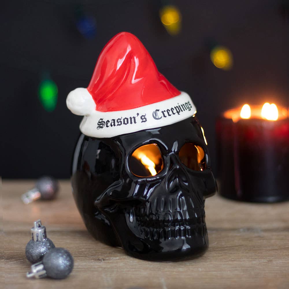 Season's Creepings Skull Tealight Holder